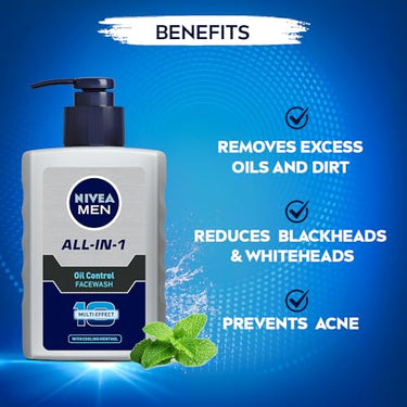 Nivea Men Face Wash, Oil Control For 12Hr Oil Control With 10X Vitamin C Effect, 150 ml